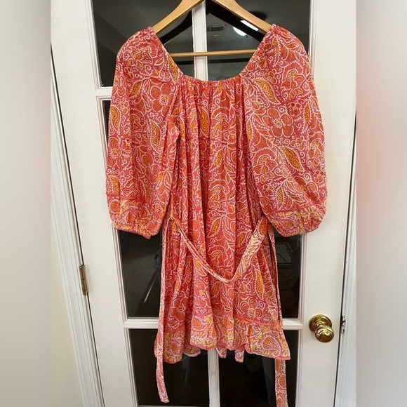 CLEOBELLA Grace Mini Dress in Bloom Block Print Coral Romantic Pastel - Size XS - Picture 5 of 11